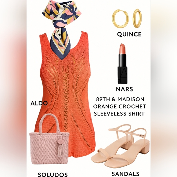 89th & Madison Tops - ❤️89th & Madison Orange Crochet Sleeveless Shirt💎